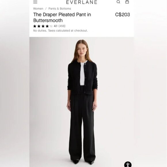 EVERLANE The Draper Pleated Pant in Buttersmooth Sz6R - Picture 1 of 11